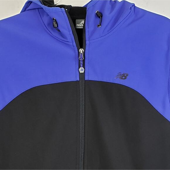 New Balance Periwinkle Blue and Black Soft-shell Hooded Zip up Jacket Size Med - Picture 2 of 8
